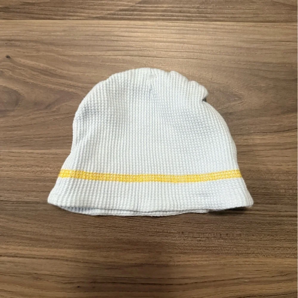 Little Beginnings Baby Cozy Knit Beanie in Blue and Yellow size 6/9M